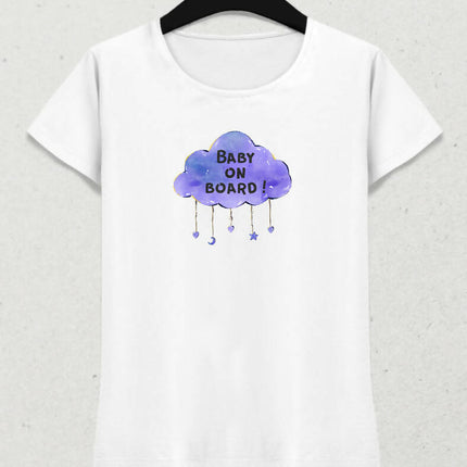 Baby on Board, Bebek Duyuru Mor Tişört - basmatik.com