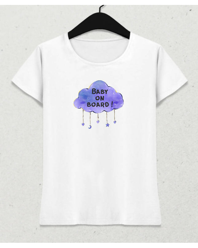 Baby on Board, Bebek Duyuru Mor Tişört - basmatik.com