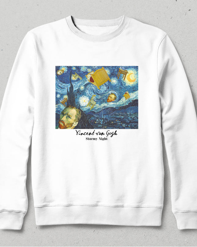 stormy nights beyaz sweatshirt - basmatik.com