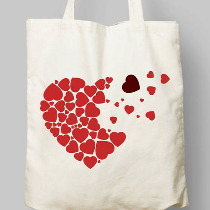 Kalpler Temalı Bez Çanta - basmatik.com