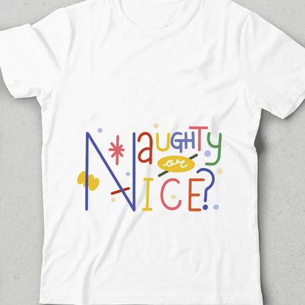 Naughty or Nice Bisiklet yaka Kısa Kollu Tişört