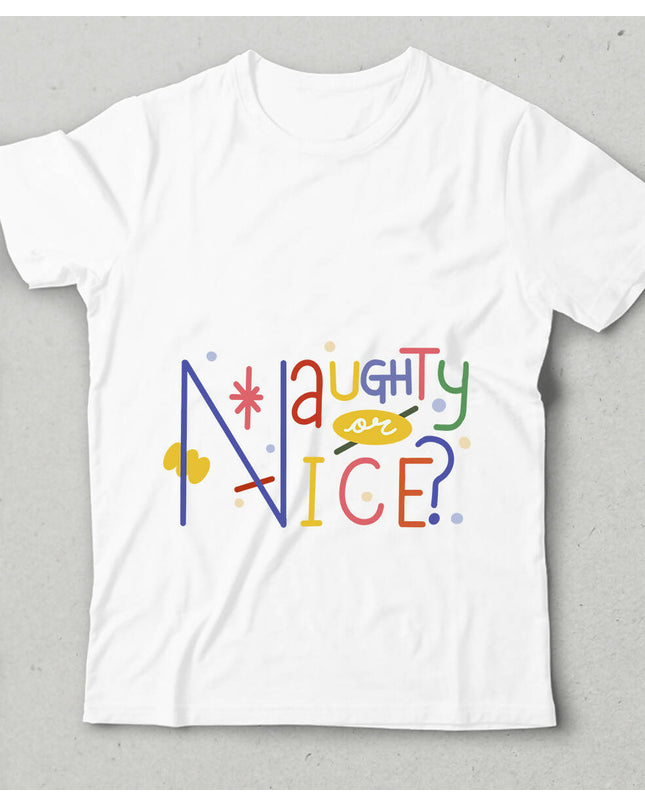 Naughty or Nice Bisiklet yaka Kısa Kollu Tişört