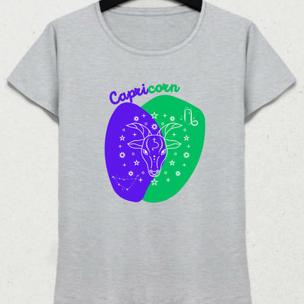 Oğlak Burcu - Capricorn Minimalist Renkli Tasarım Kadın T-Shirt