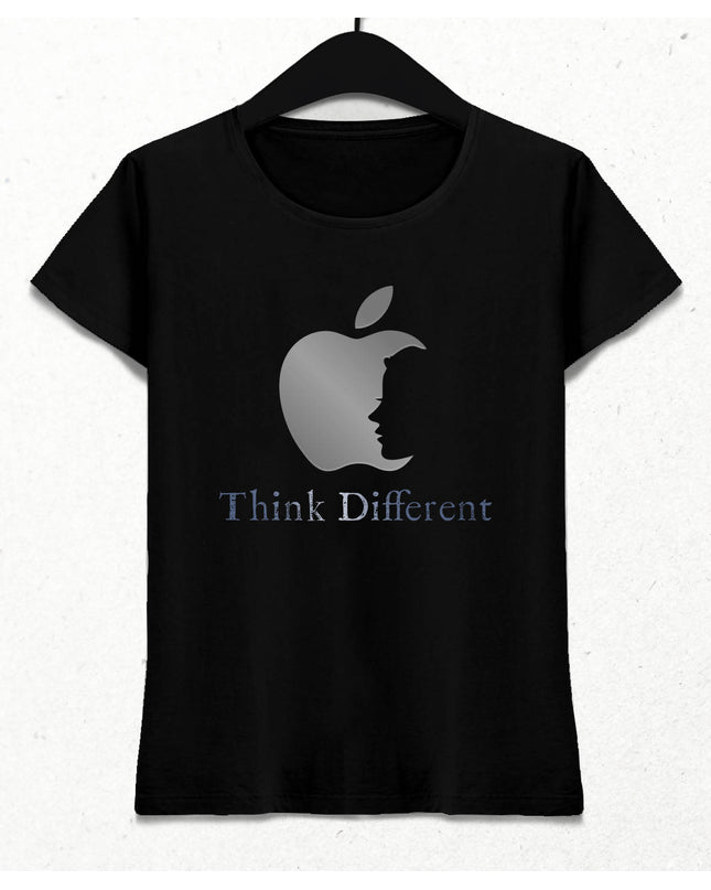 Think Different (Farklı Düşün) Kadın Siyah Tişört - basmatik.com
