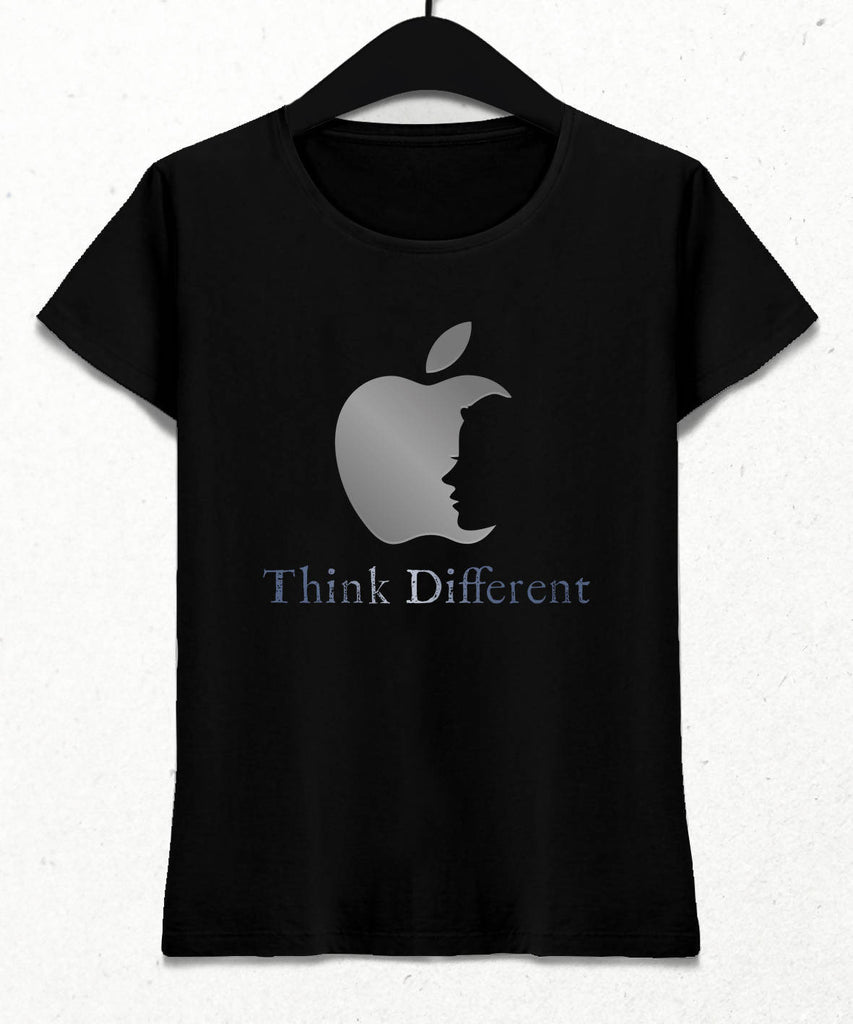 Think Different (Farklı Düşün) Kadın Siyah Tişört - basmatik.com