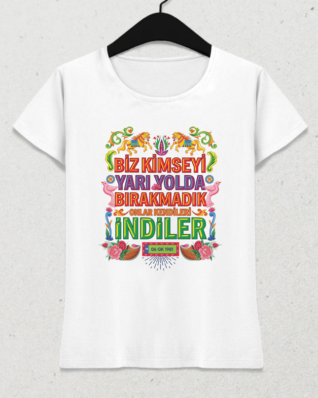 Yarıyol Beyaz Tişört - basmatik.com