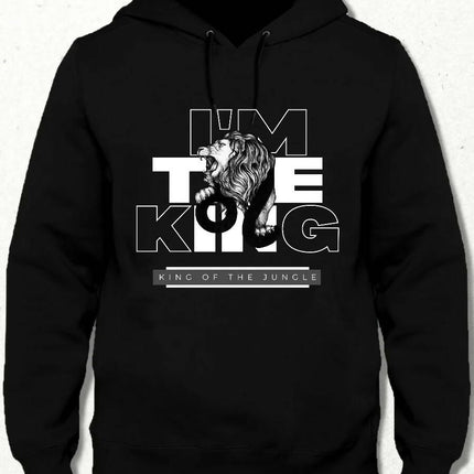 Siyah | I'M THE KING | Erkek Kapşonlu Sweatshirt