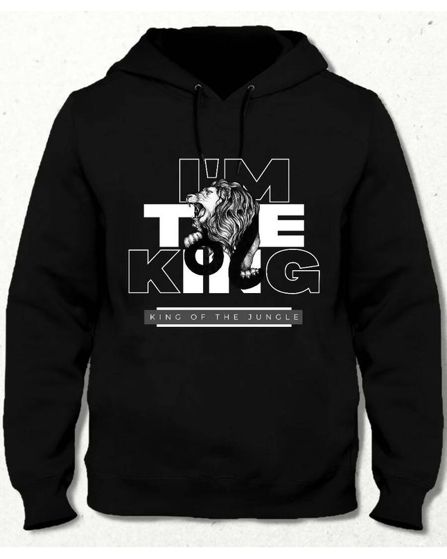 Siyah | I'M THE KING | Erkek Kapşonlu Sweatshirt