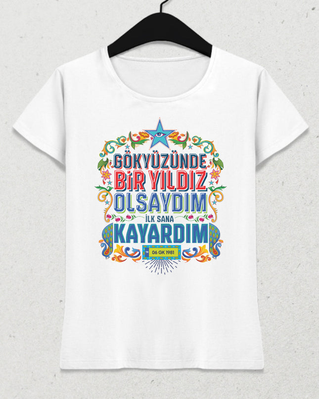 Yıldız Beyaz Tişört - basmatik.com