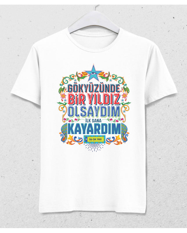 Yıldız Beyaz Tişört - basmatik.com