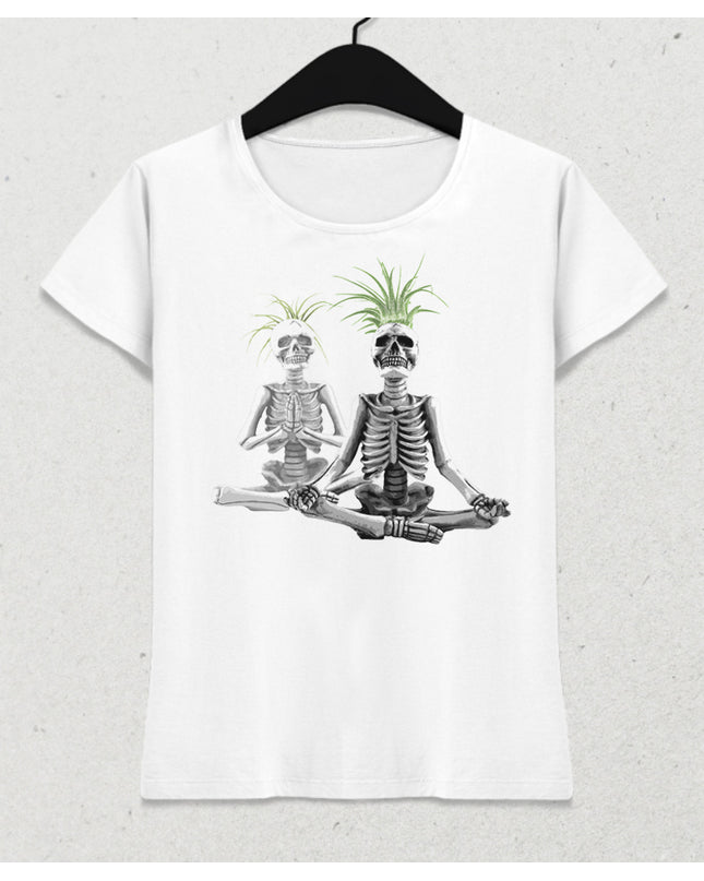 Yoga skeleton kadın tişört - basmatik.com