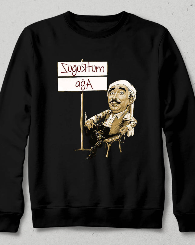 Züğürtüm Bende Ağa Temalı Siyah Sweatshirt - basmatik.com