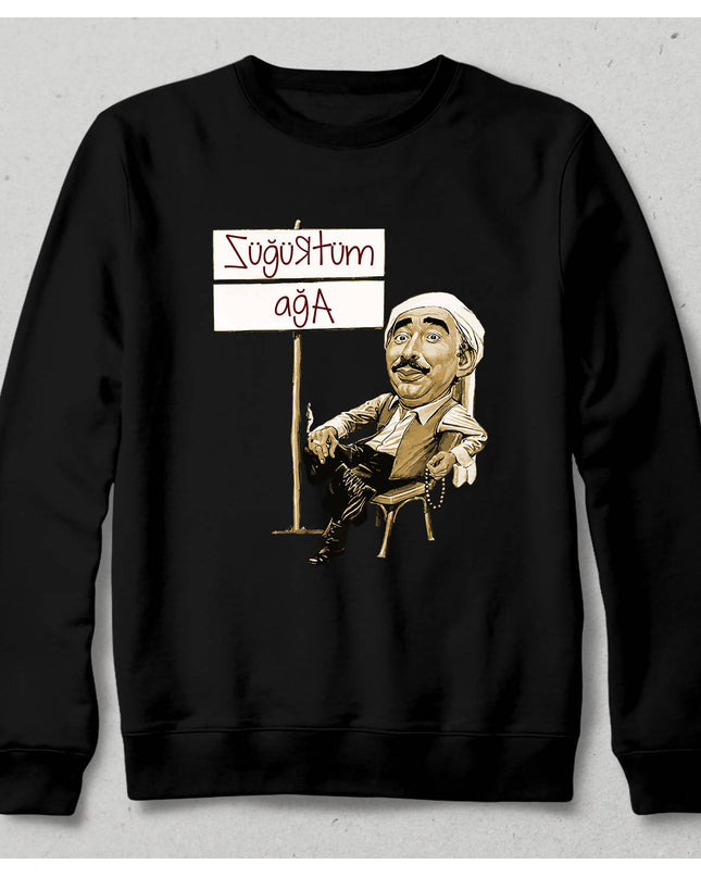 Züğürtüm Bende Ağa Temalı Siyah Sweatshirt - basmatik.com