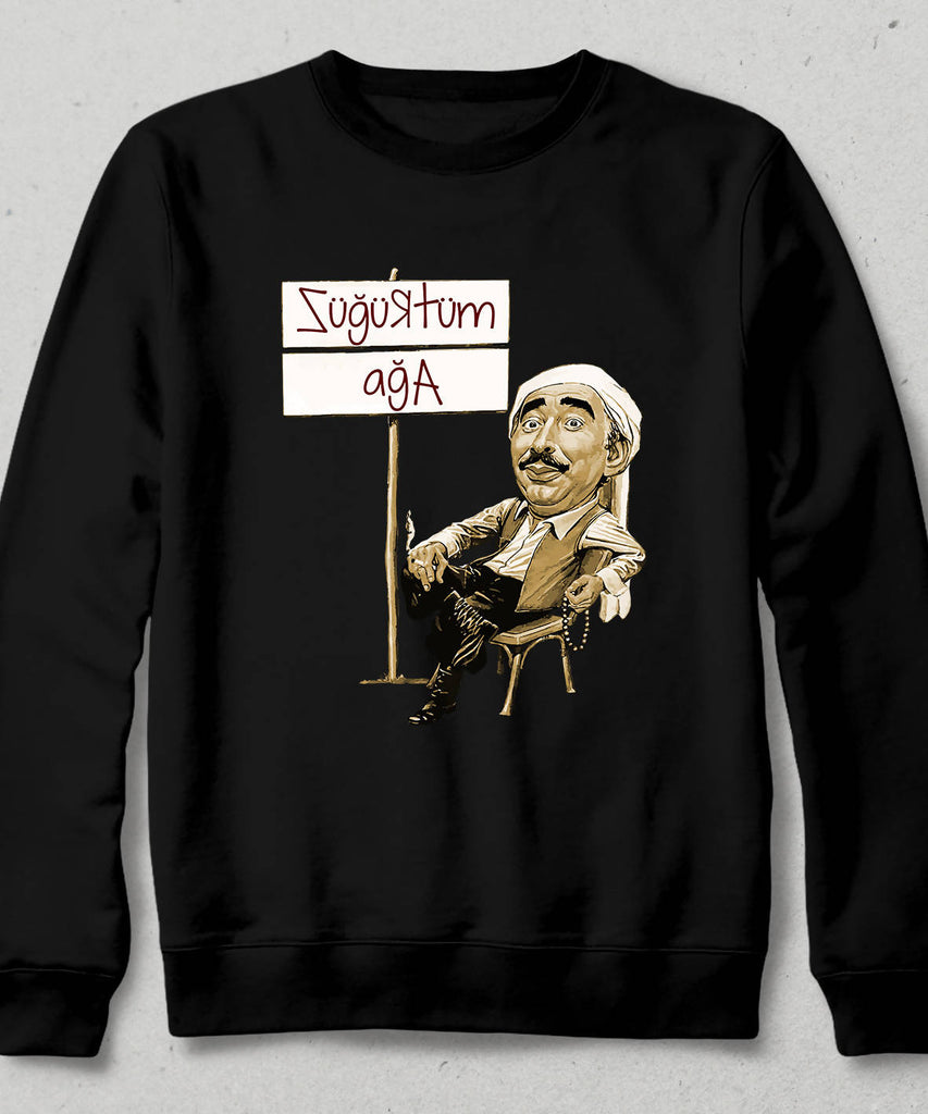 Züğürtüm Bende Ağa Temalı Siyah Sweatshirt - basmatik.com