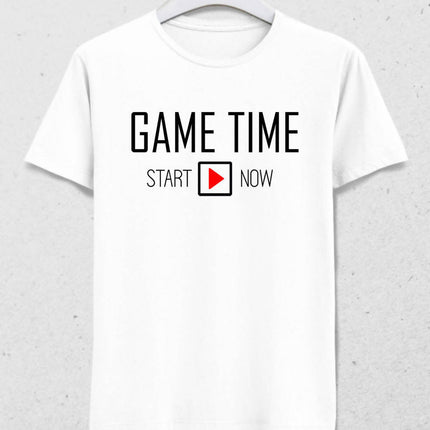 Game Time Erkek Beyaz Tişört - basmatik.com