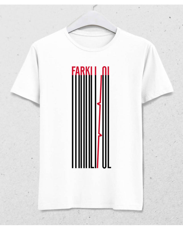 Farklı Ol Erkek Beyaz Tişört - basmatik.com